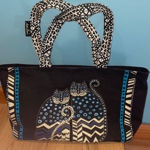 Laurel Birch Spotted Cats Black Canvas Tote